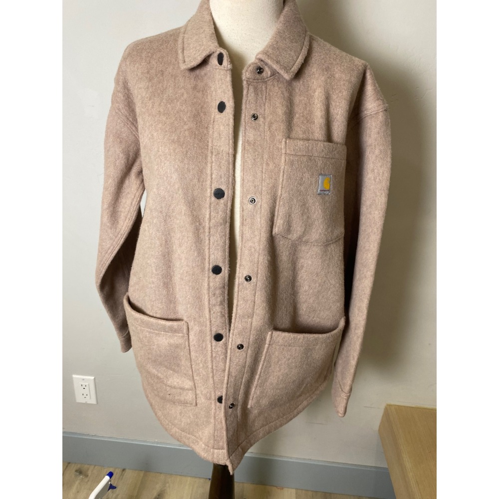 Carhartt Loose Fit Fleece Shirt Jac TW5988-W Dusty Rose Shacket Womens XS
